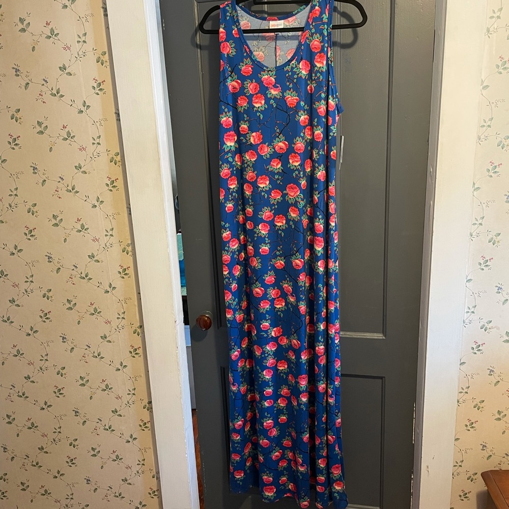 New LuLaRoe Dani, sleeveless dress, 2xl blue